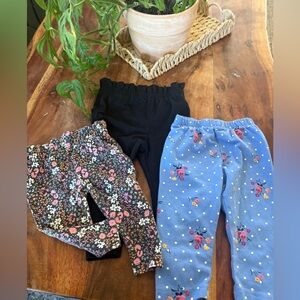Cat & Jack Black, Floral, and Blue Kids Leggings Set